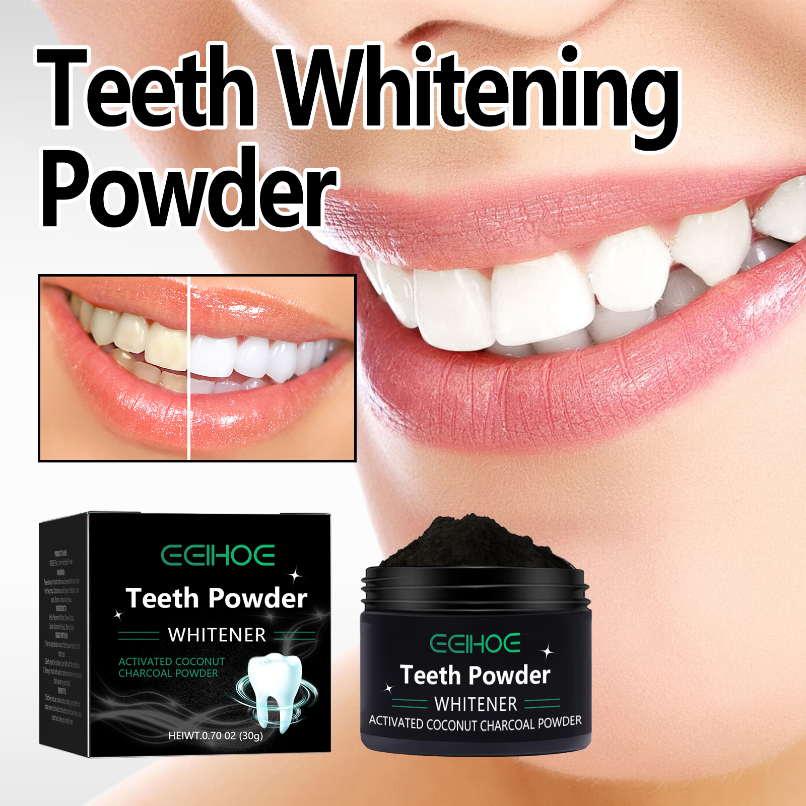 Teeth Whitening Charcoal Powder - Activated Coconut Charcoal Tooth Powder Remove