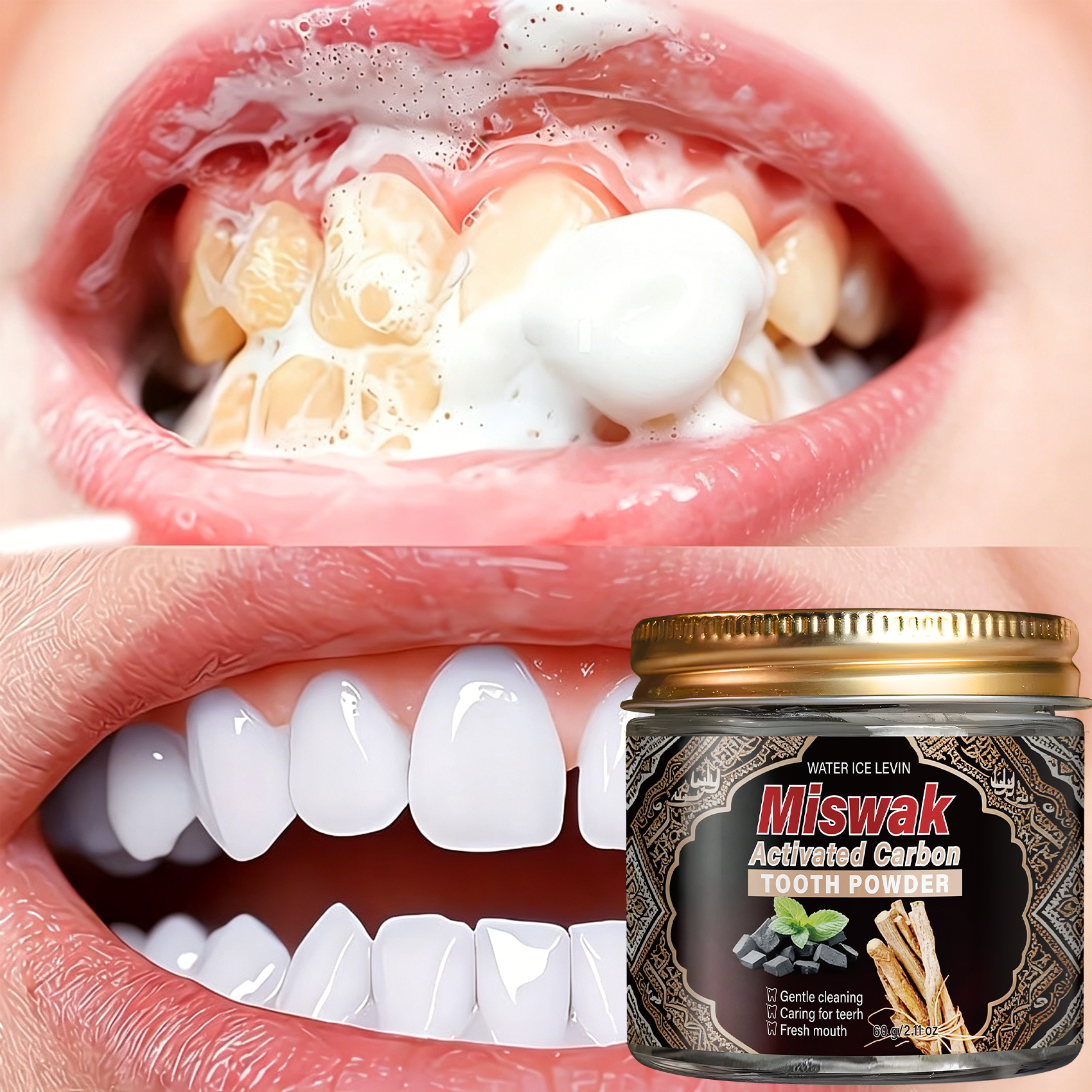 Teeth Whitening Charcoal Powder - Activated Charcoal & Miswak Tooth Powder