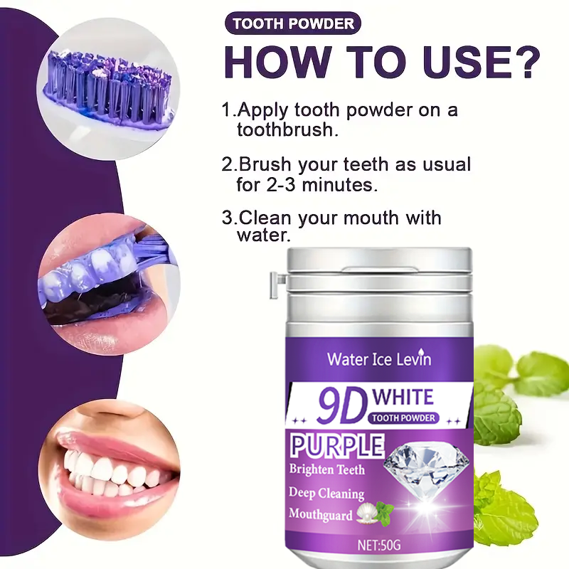 9D White Purple Toothpowder. B - Teeth Whitening Lab reseña y precio