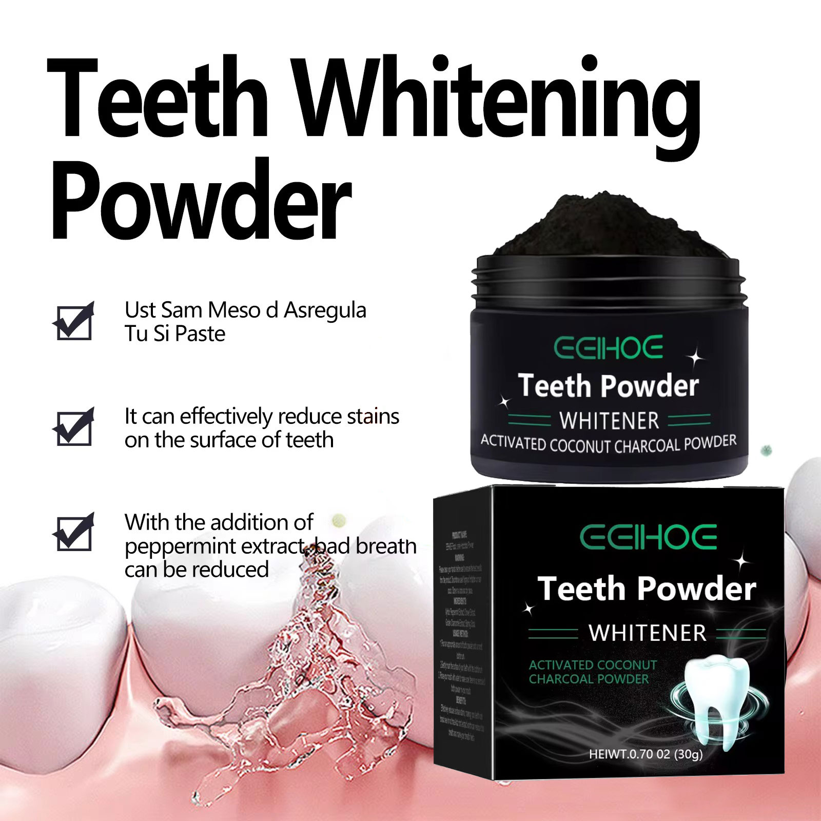 EELHOE Charcoal Powder for Tee - Teeth Whitening Charcoal Powder reseña y precio
