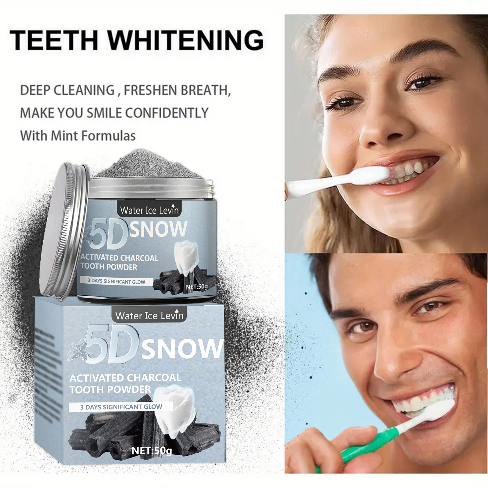 Water Ice Levin 5D Snow Activa - Teeth Whitening Charcoal Powder reseña y precio