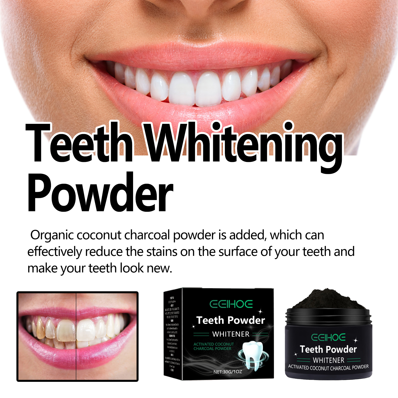 Natural Teeth Whitening Powder - Teeth Whitening Charcoal Powder reseña y precio