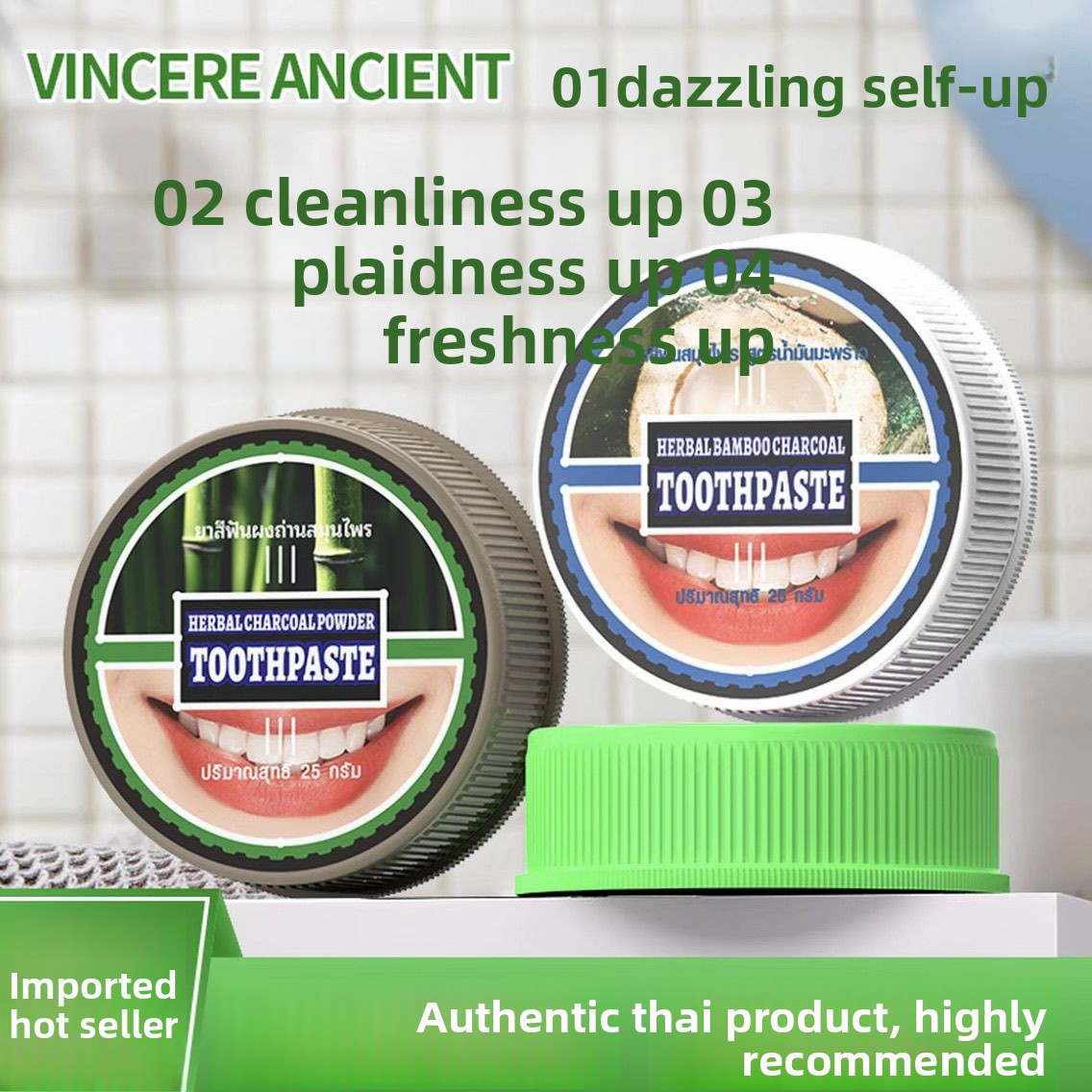 Natural Thai VINCERE Tooth Pow - Teeth Whitening Charcoal Powder reseña y precio