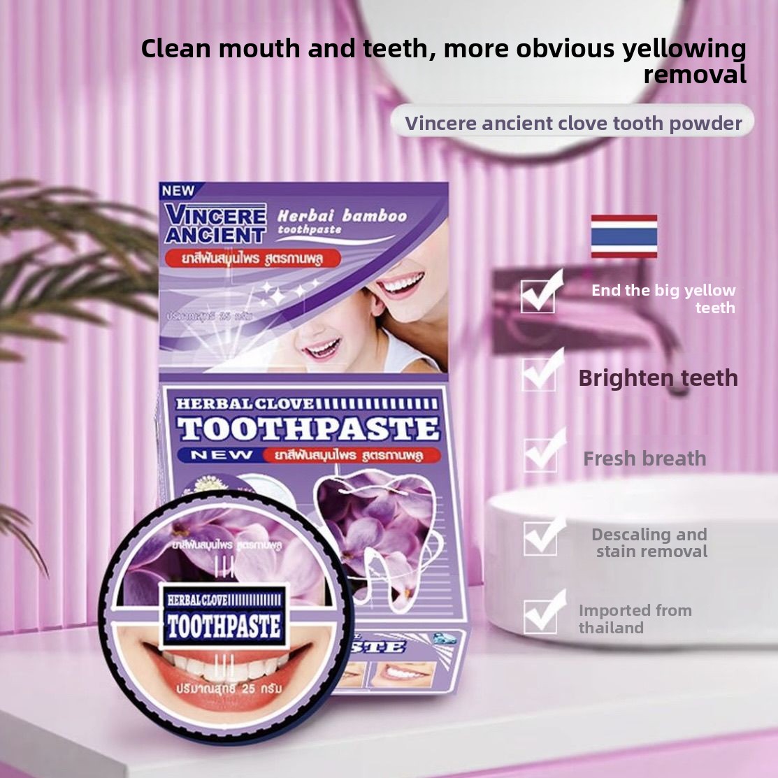 Natural Thai VINCERE Tooth Pow - Teeth Whitening Charcoal Powder reseña y precio